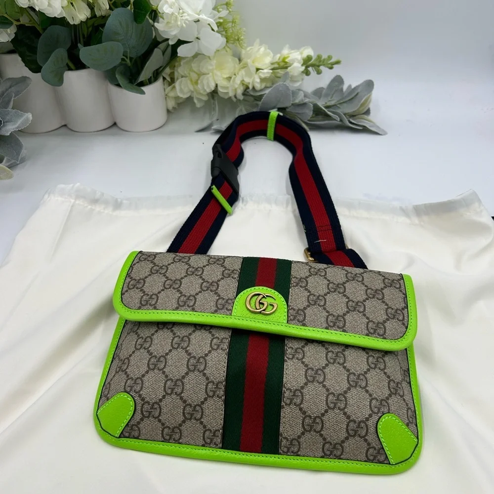 Women's Gucci GG Supreme OPHIDIA belt bag adjustable 80 cm made in Italy - Picture 2 of 10